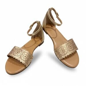 Old Navy Women’s Rose Gold Laser Cut Ankle Strap Sandals Size 8